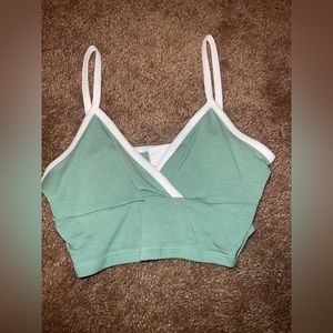 Green and white crop top